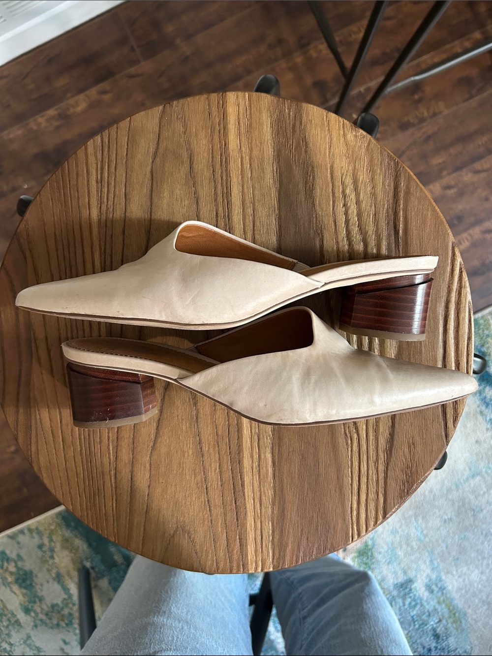 Franco Sarto Cream Pointed Leather Slide Mules - Picture 8 of 11